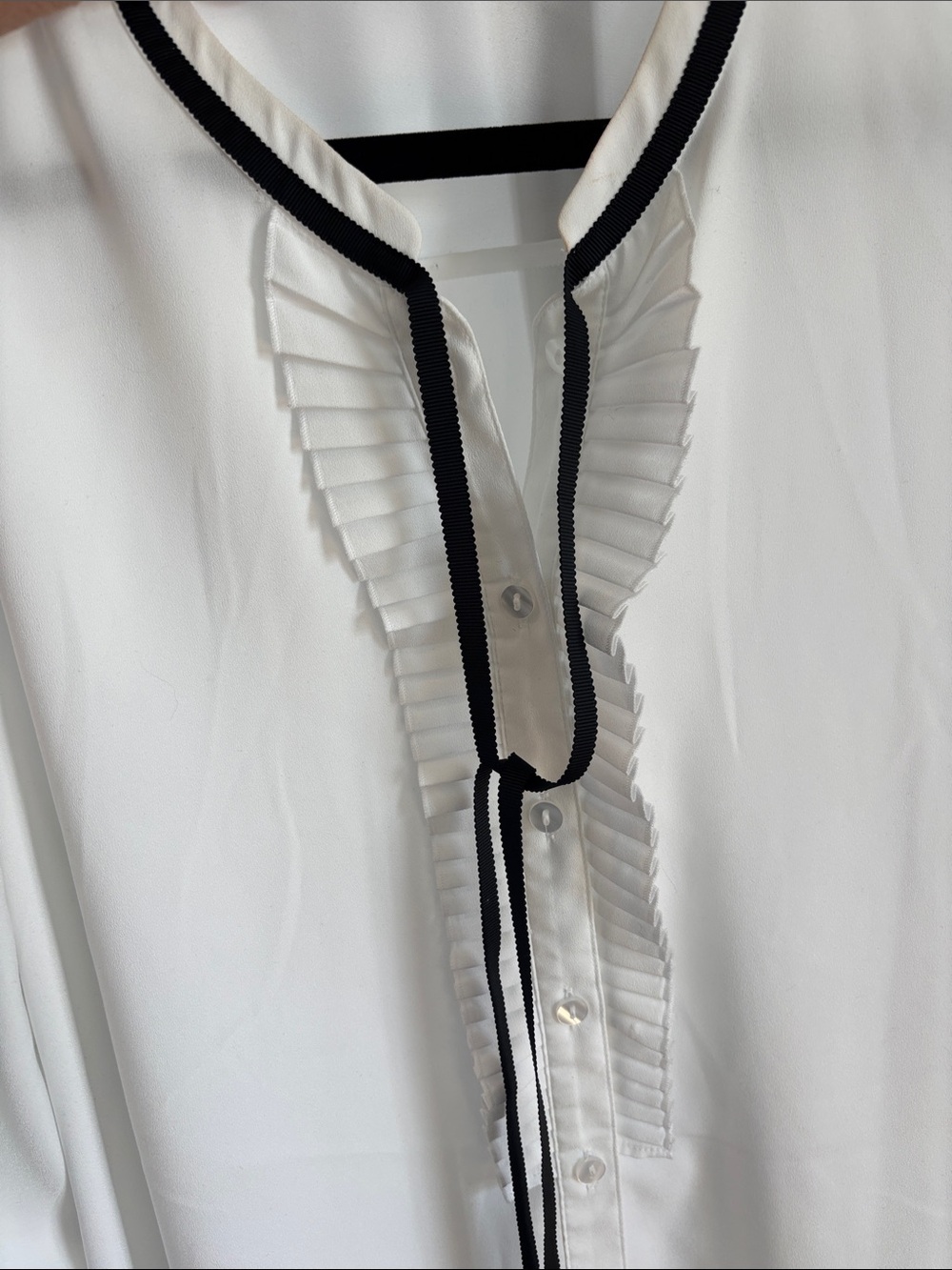 Lane Bryant White Tuxedo Style Blouse with Black Trim - Picture 3 of 5